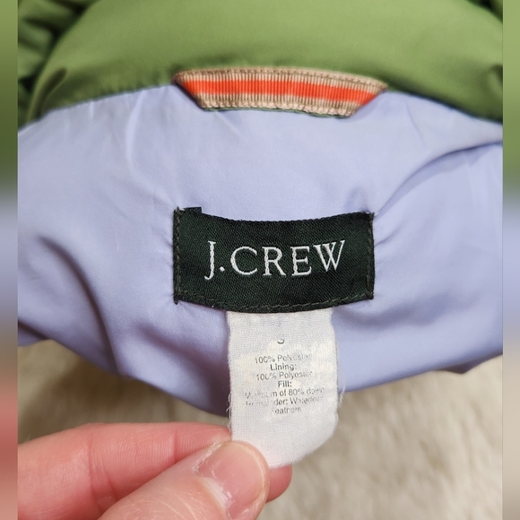 J.Crew Y2K Quilted Down Puffer Vest with Front Flap Pockets Sz Small Olive Green - Picture 2 of 9